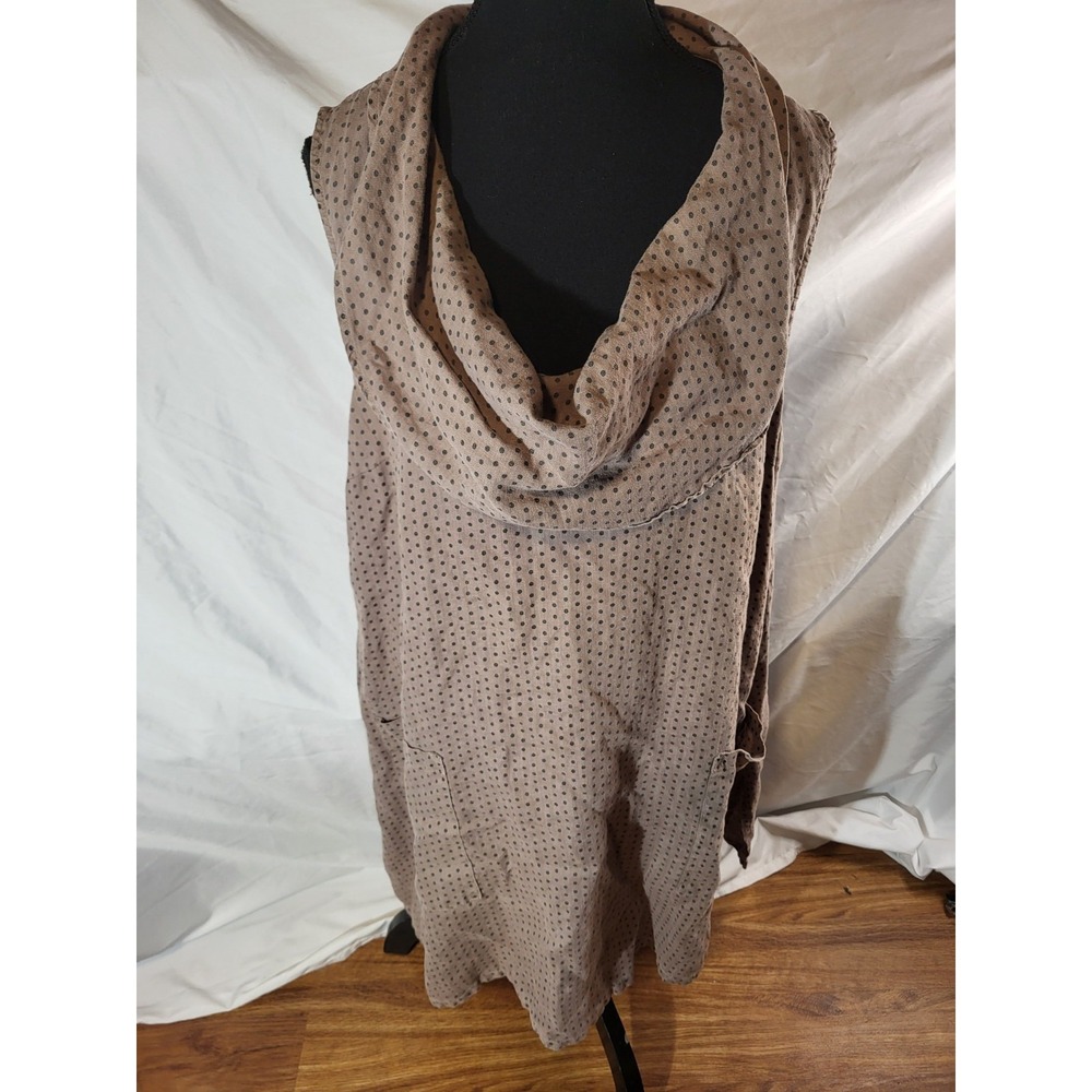 Vintage Match Point USA Women's XL Polka Dot Linen Sleeveless Cowl Neck Dress